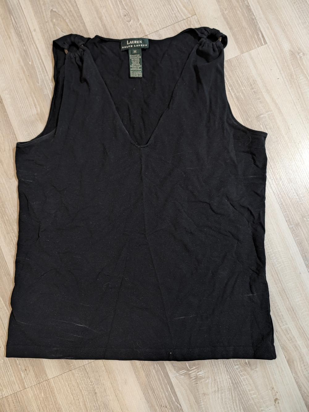 Lauren Ralph Lauren Black V-Neck Sleeveless Top
